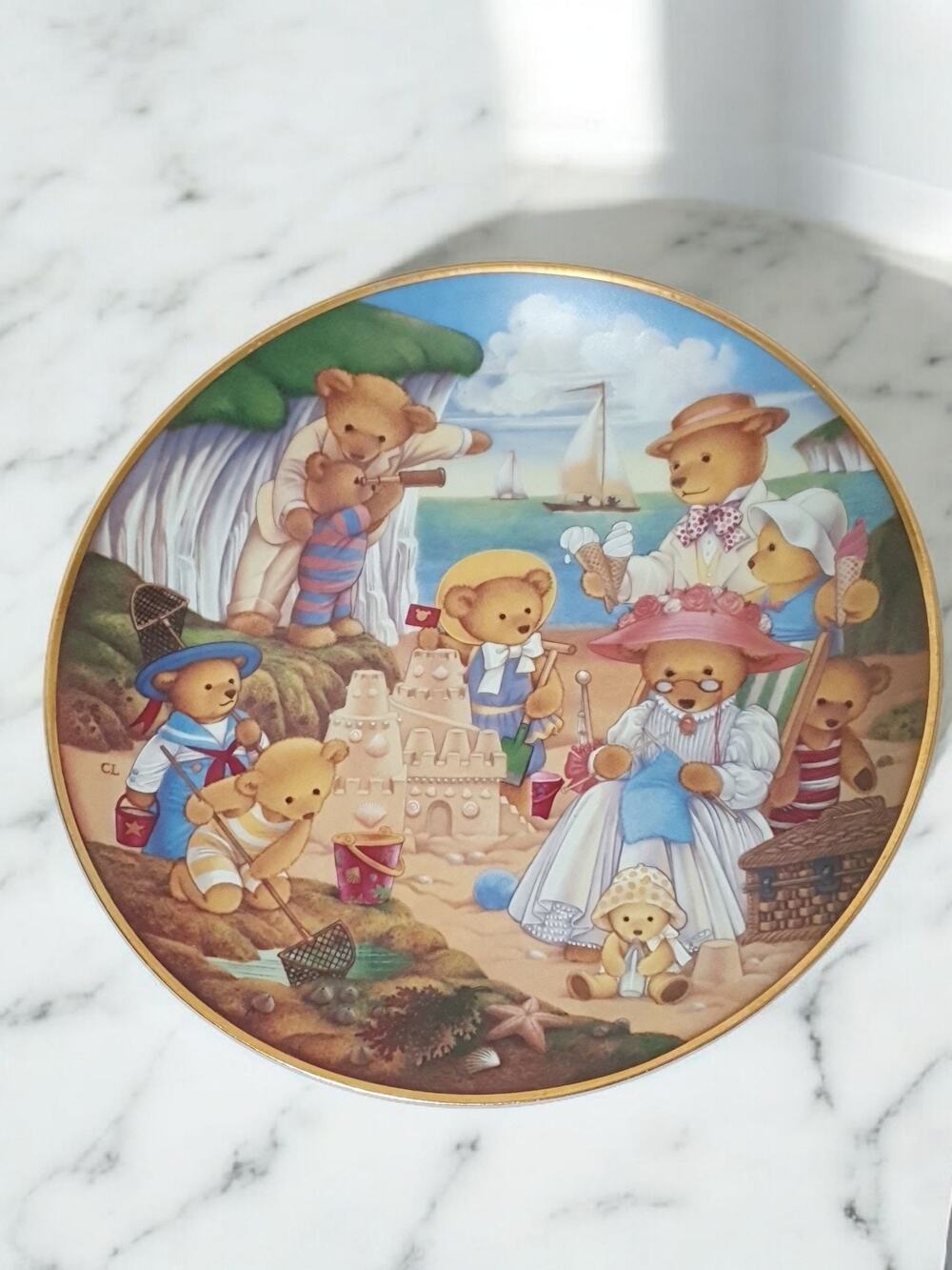 Teddy Bear Beach Party Porcelain Collector Plate N.P 1849 Franklin Mint